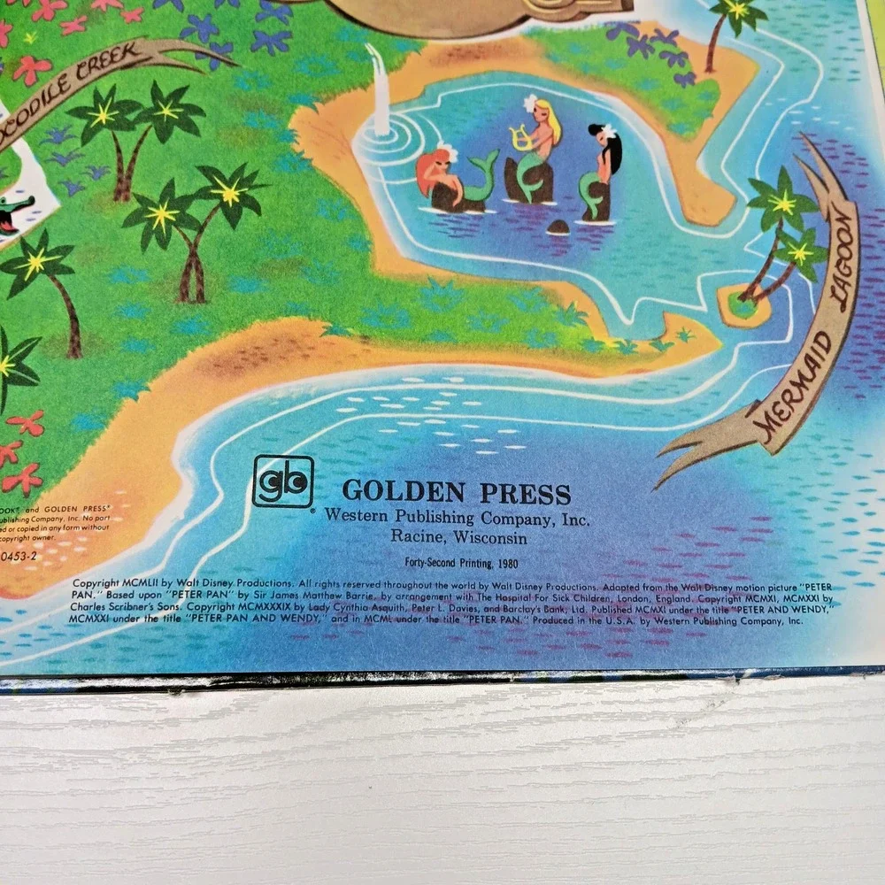 Vintage 1980 Walt‎ Disney Peter Pan Large Format Hardcover Book Golden Press 80s